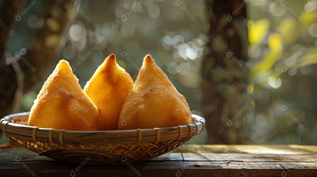 Três coxinha deliciosas quentinhas
