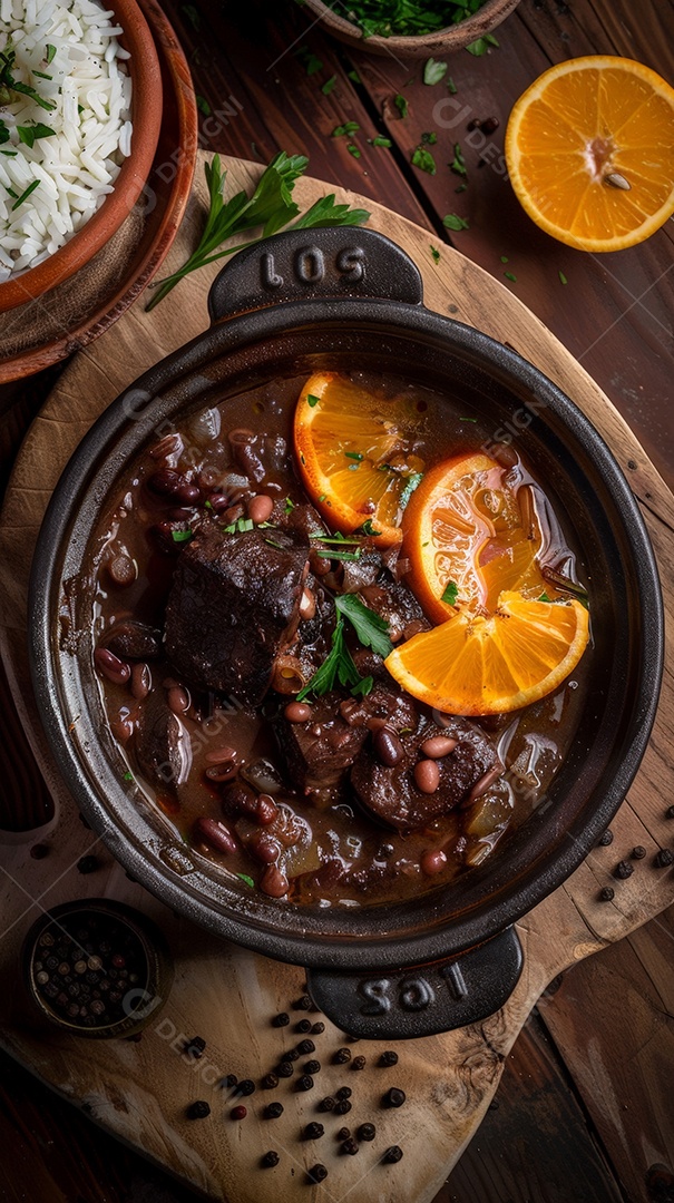 Feijoada com laranja e arroz