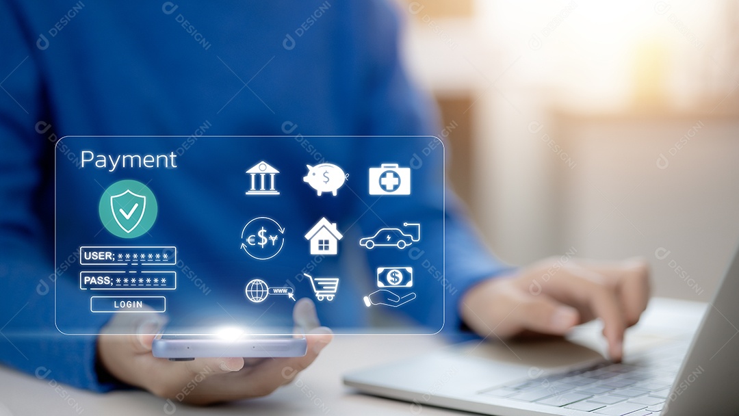 Pagamento online com marketing digital tecnologia de negócios