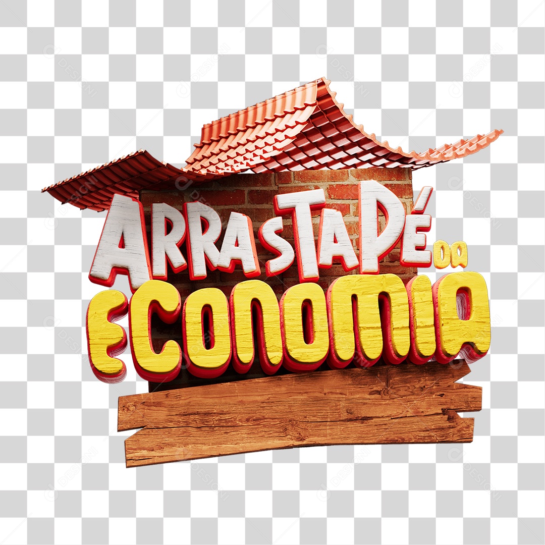 Selo 3D Arrasta Pé da Economia PNG