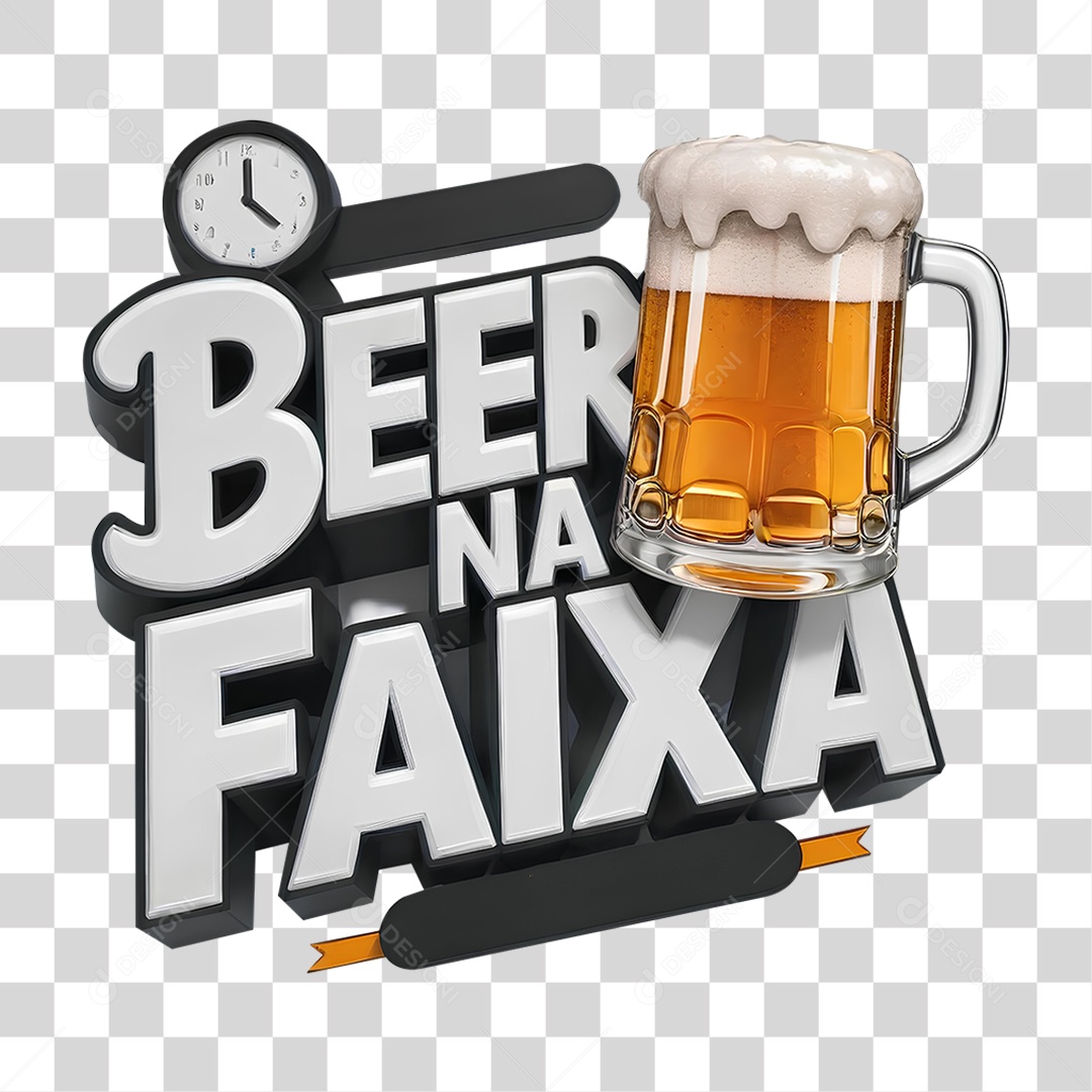 Selo 3D Beer na Faixa PNG Transparente