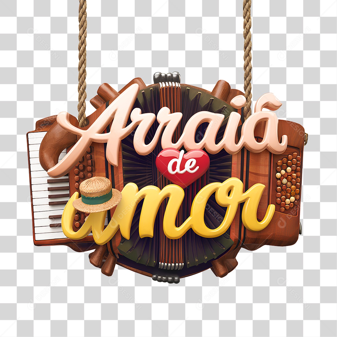 Selo 3D Arraiá de Amor PNG Transparente