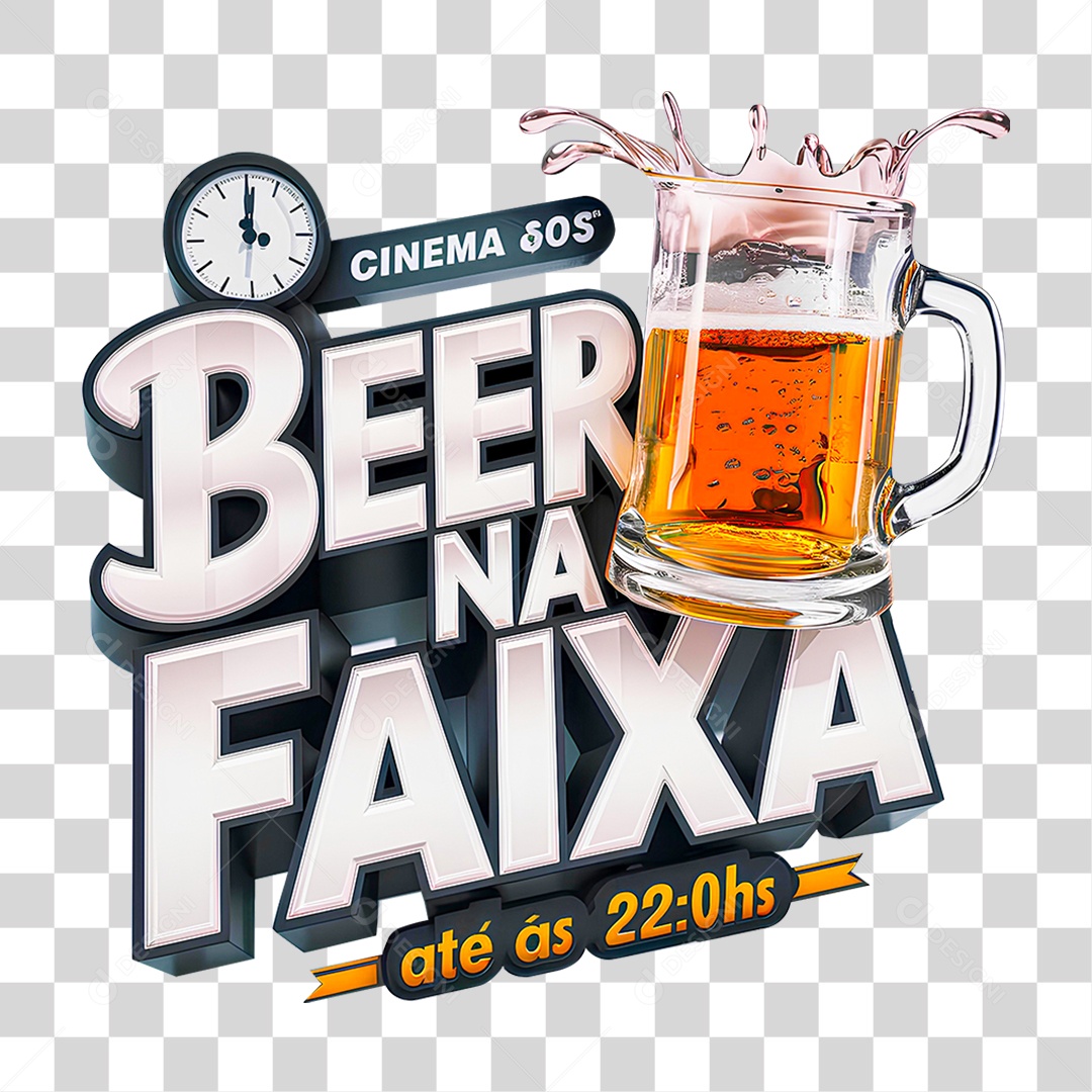 Selo 3D Beer na Faixa PNG Transparente
