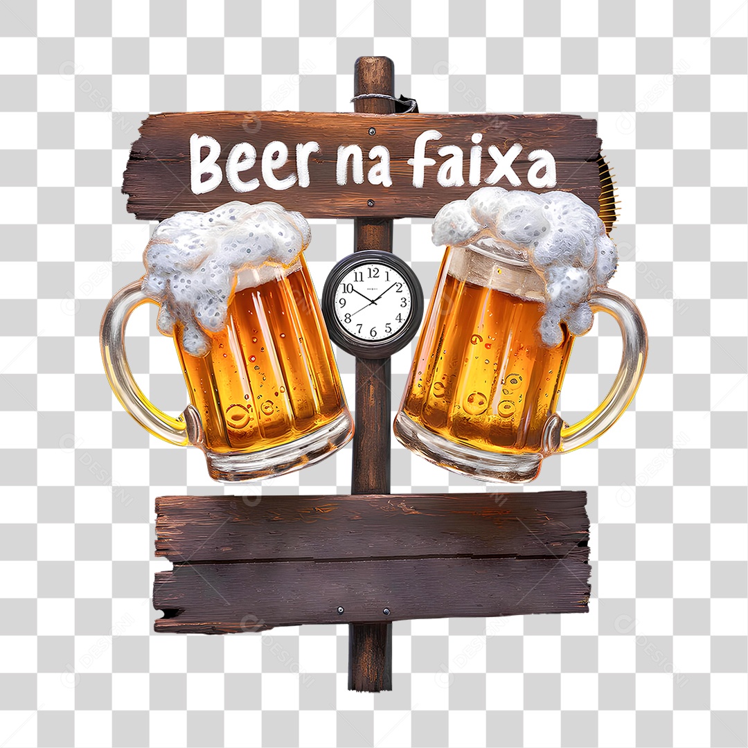 Selo 3D Beer na Faixa PNG Transparente