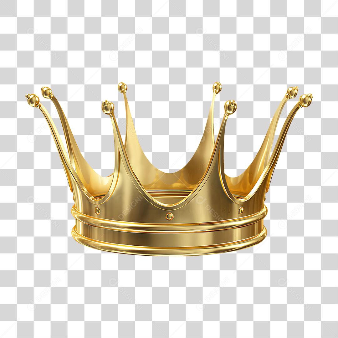 Elemento 3D Coroa Dourada PNG Transparente
