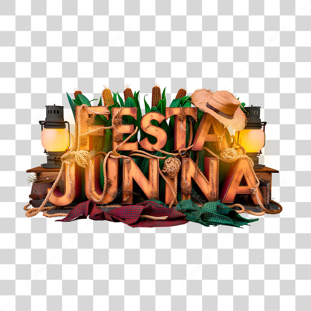 Selo 3D Festa Junina PNG Transparente