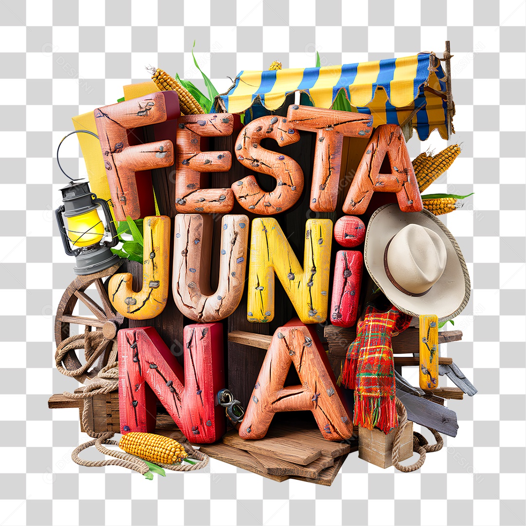 Selo 3D Festa Junina PNG Transparente