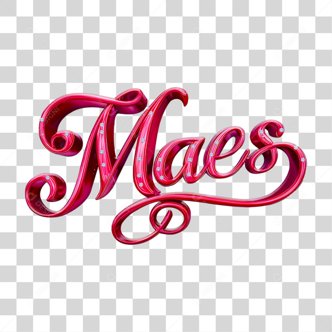 Texto 3D Mães PNG Transparente