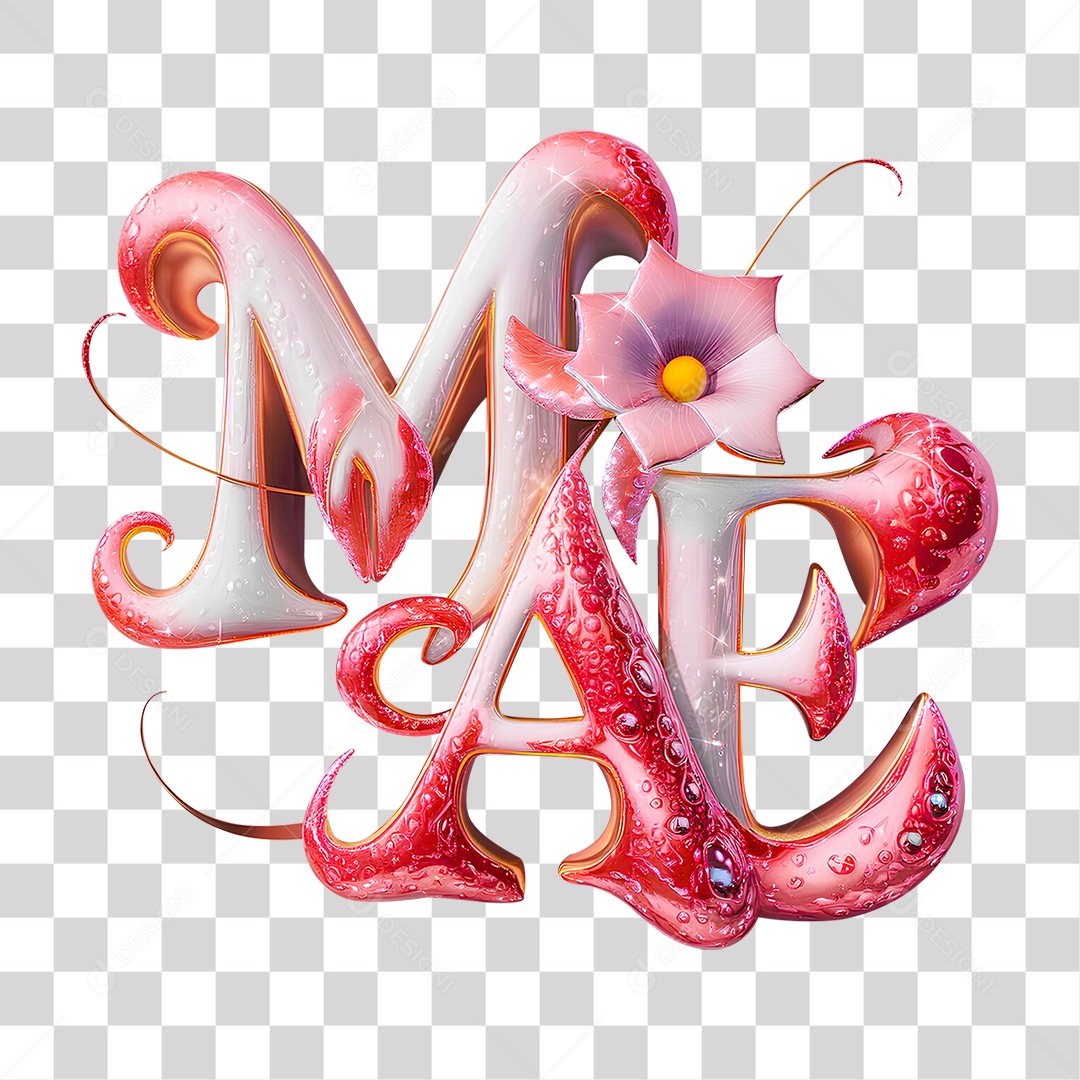 Texto 3D Mãe PNG Transparente