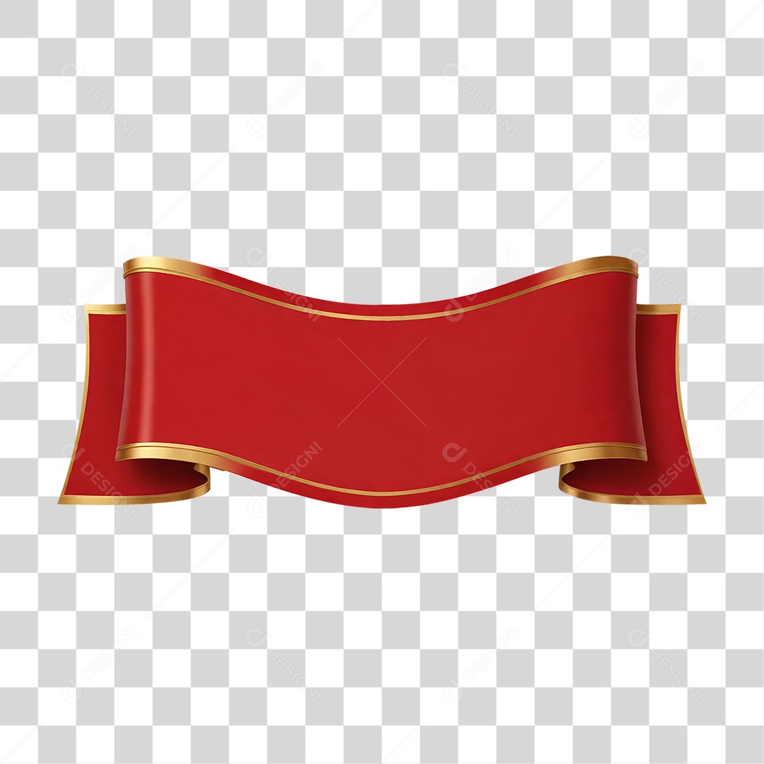 Elemento 3D Faixa Vermelha PNG Transparente