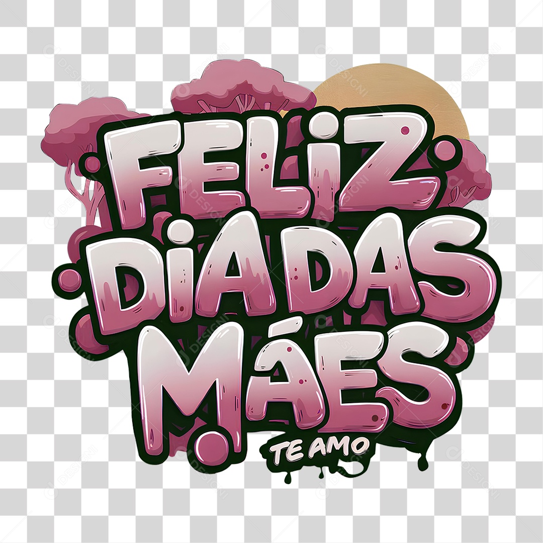 Selo 3D Feliz Dia das Mães PNG Transparente