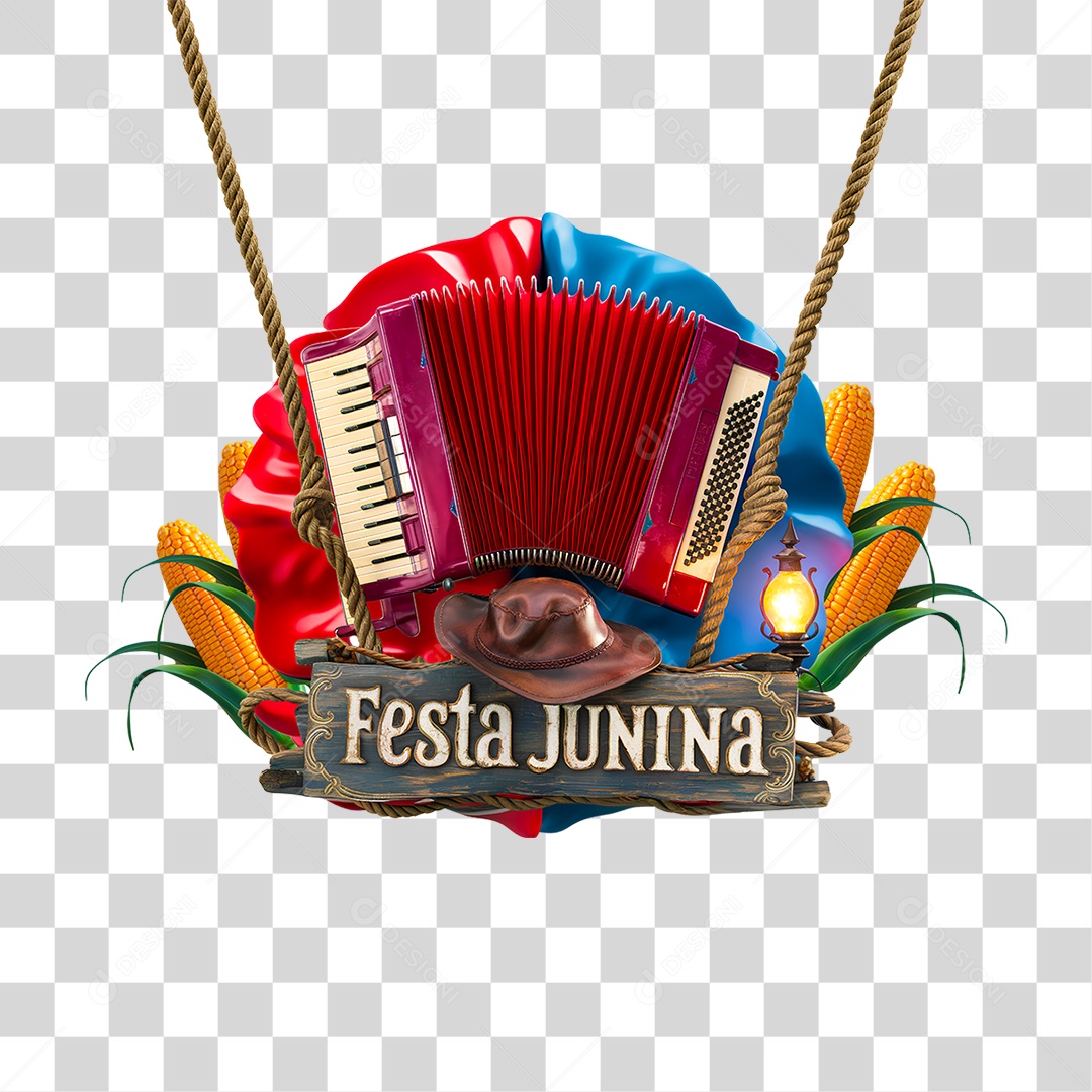 Selo 3D Festa Junina PNG Transparente