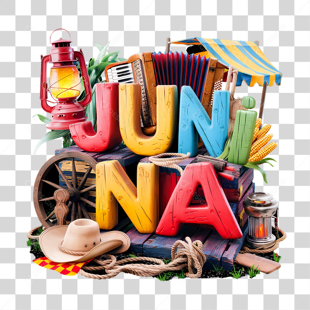 Selo 3D Festa Junina PNG Transparente