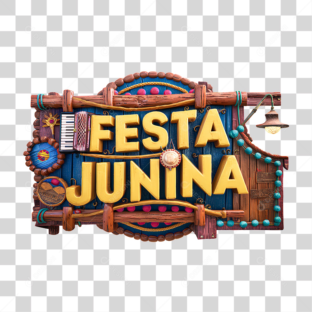 Selo 3D Festa Junina PNG Transparente