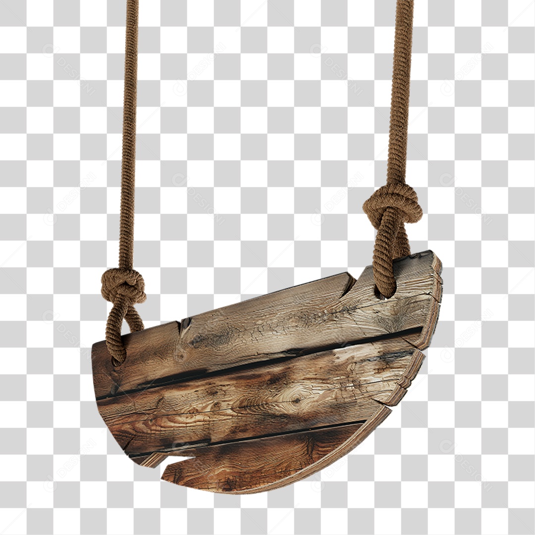 Elemento 3D Placa de Madeira com Cordas PNG Transparente