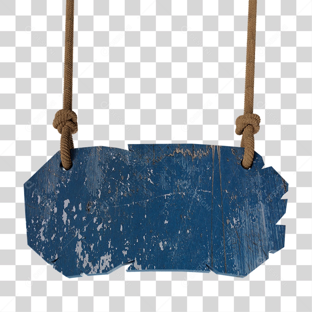 Elemento 3D Placa de Madeira com Cordas PNG Transparente