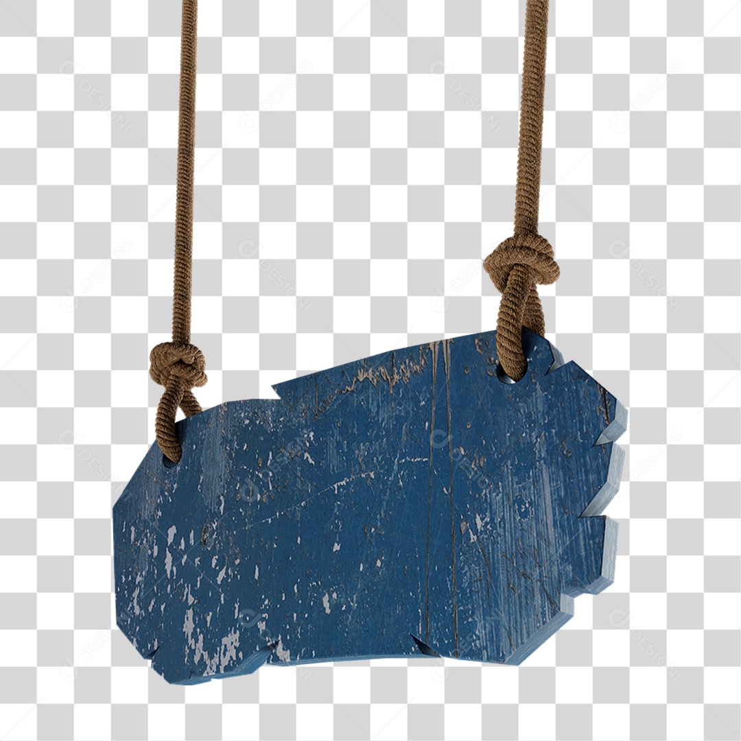 Elemento 3D Placa de Madeira com Cordas PNG Transparente