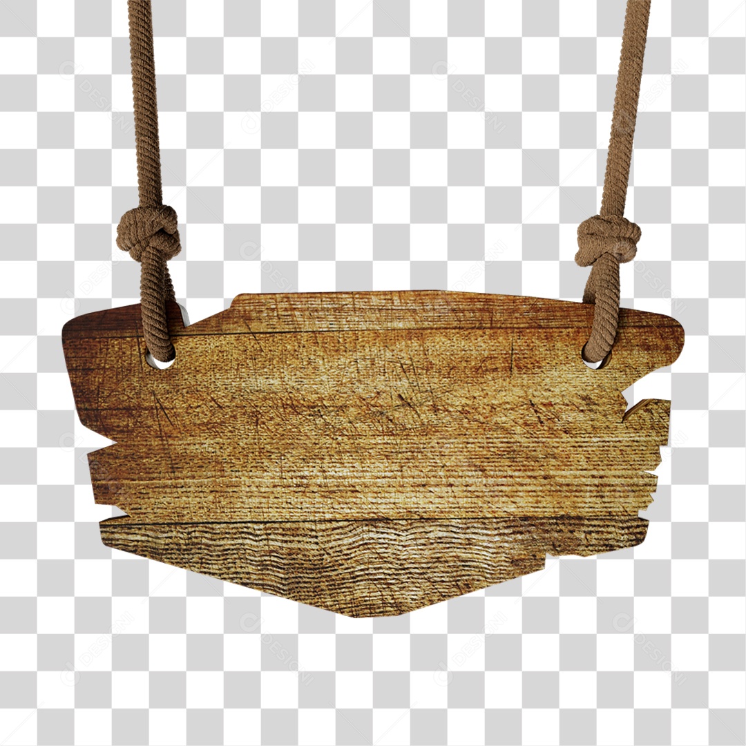 Elemento 3D Placa de Madeira com Cordas PNG Transparente