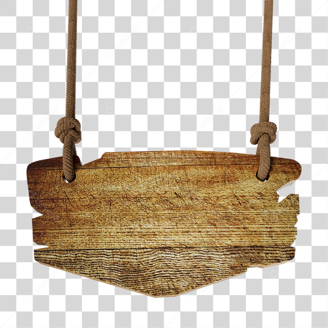 Elemento 3D Placa de Madeira com Cordas PNG Transparente
