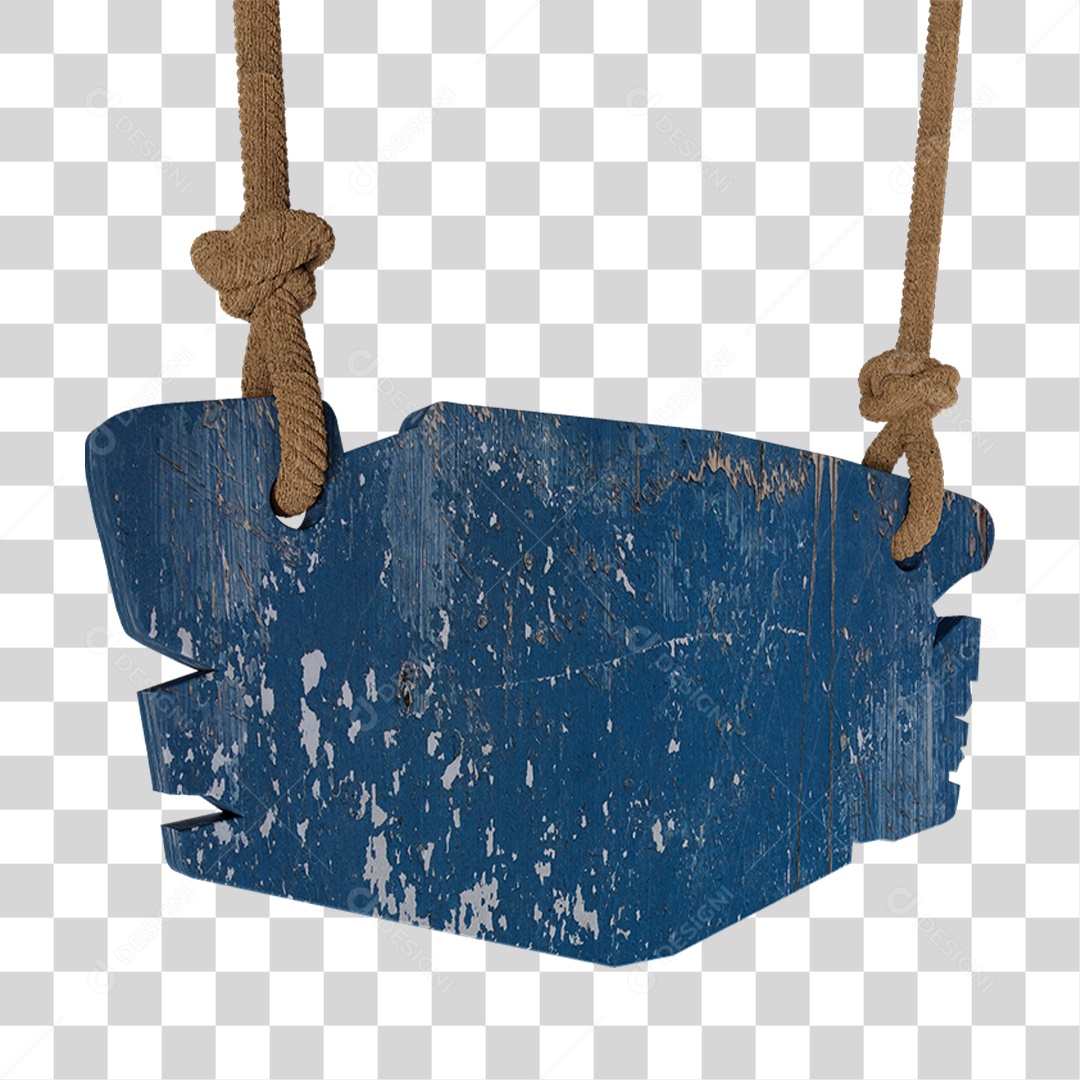 Elemento 3D Placa de Madeira com Cordas PNG Transparente