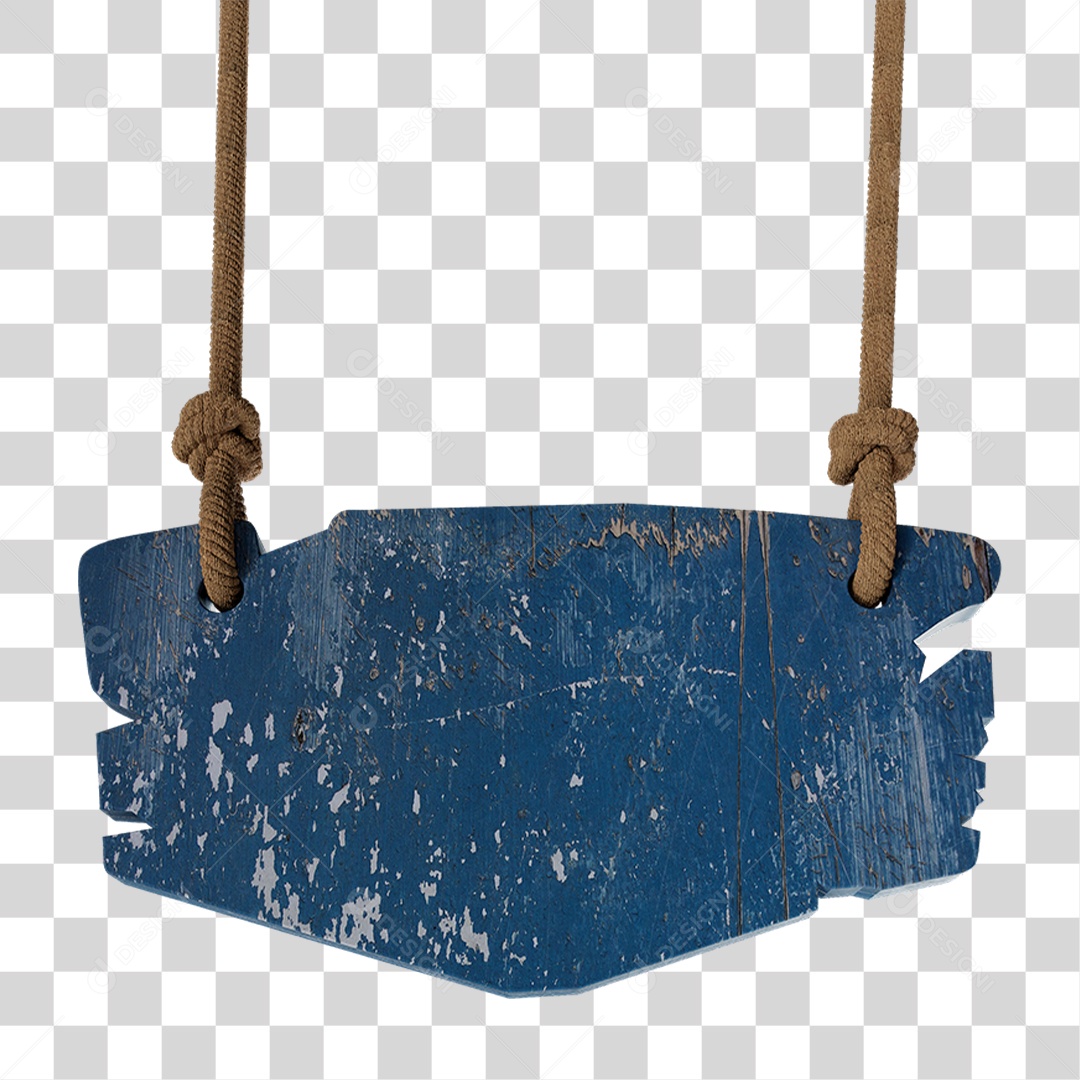 Elemento 3D Placa de Madeira com Cordas PNG Transparente