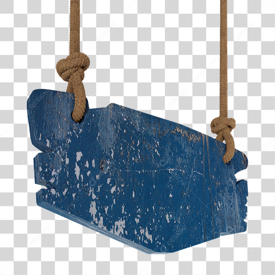 Elemento 3D Placa de Madeira com Cordas PNG Transparente