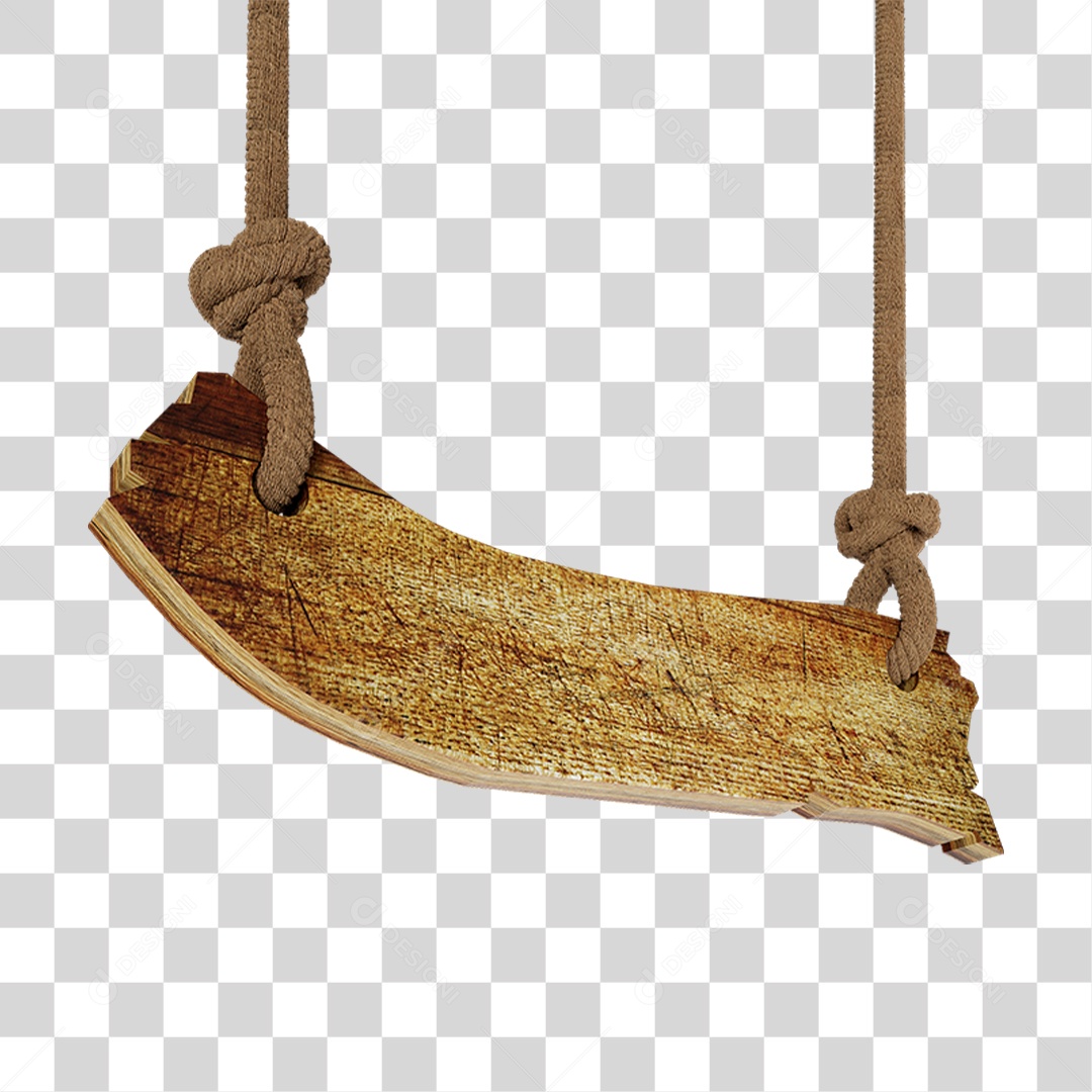 Elemento 3D Placa de Madeira com Cordas PNG Transparente