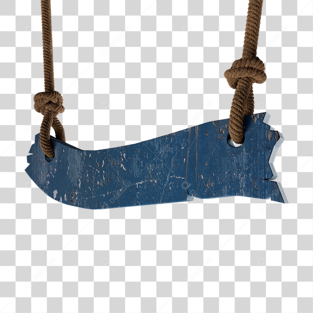 Elemento 3D Placa de Madeira com Cordas PNG Transparente