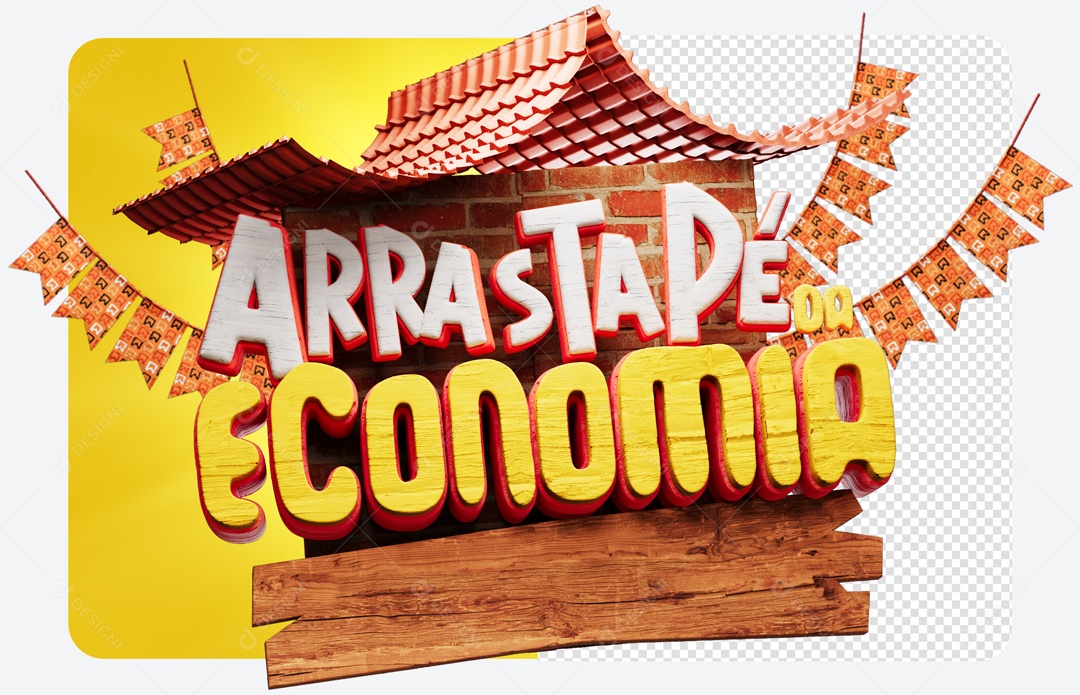 Arrasta Pé da Economia Selo 3D para Composição PSD