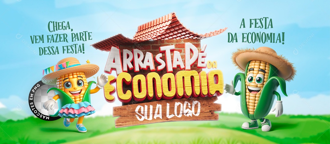 Banner Arrasta Pé da Economia Chega Vem Fazer Parte dessa Festa Social Media PSD Editável