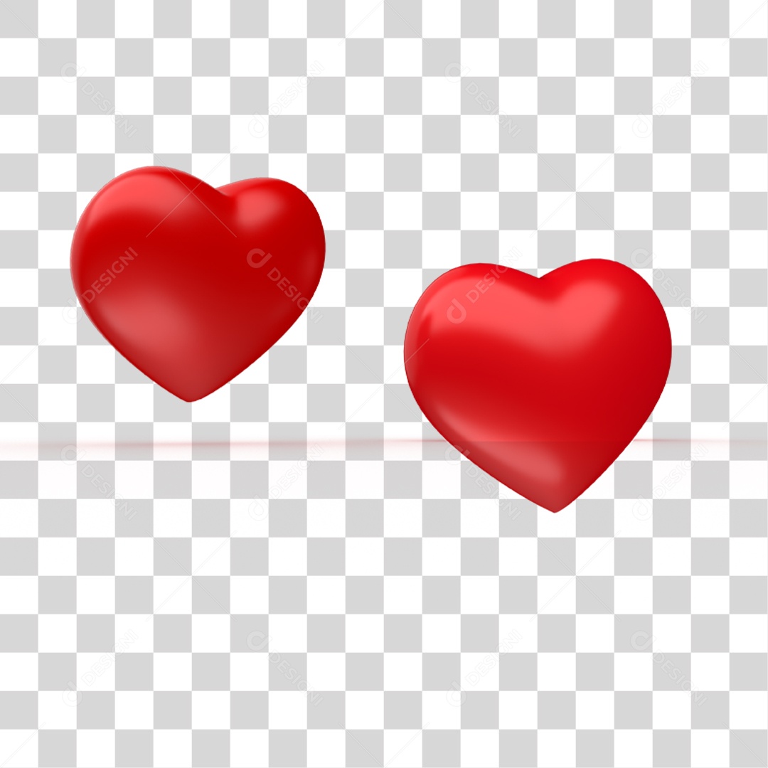 Elemento 3D Coração PNG Transparente
