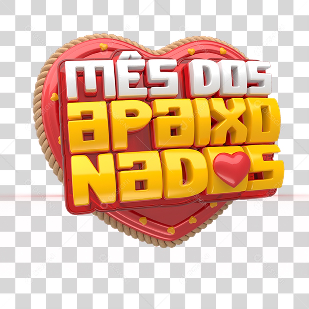 Selo 3D Mês dos Apaixonados PNG Transparente