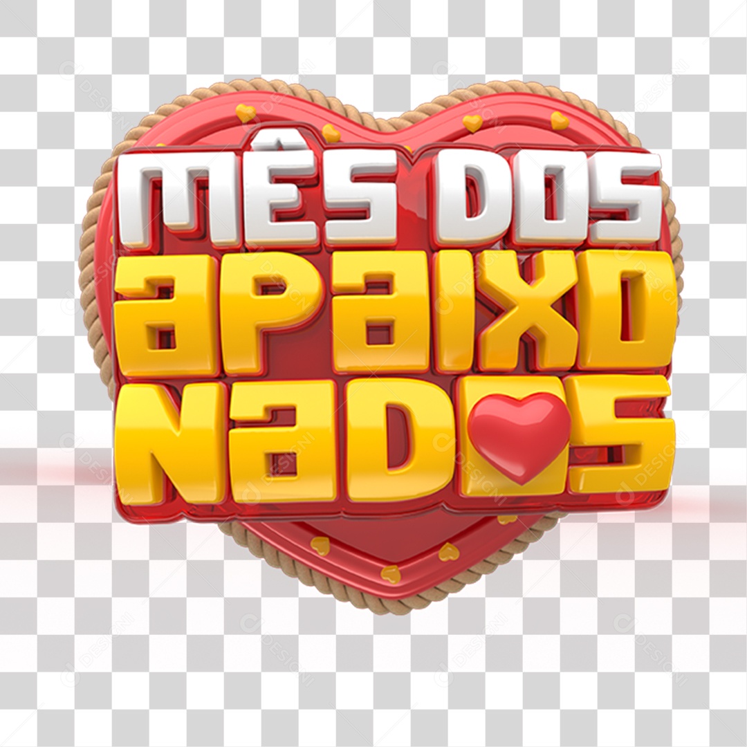 Selo 3D Mês dos Apaixonados PNG Transparente
