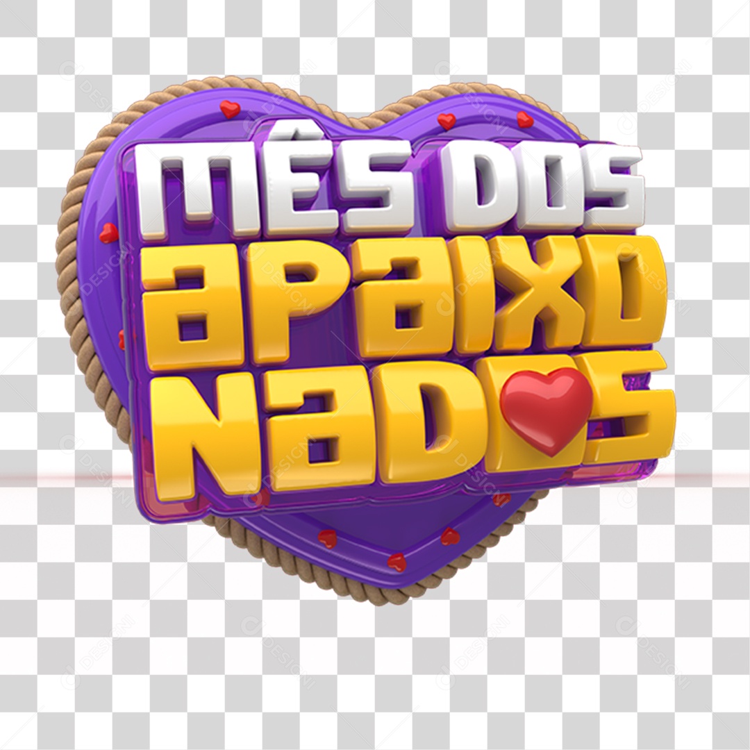 Selo 3D Mês dos Apaixonados PNG Transparente