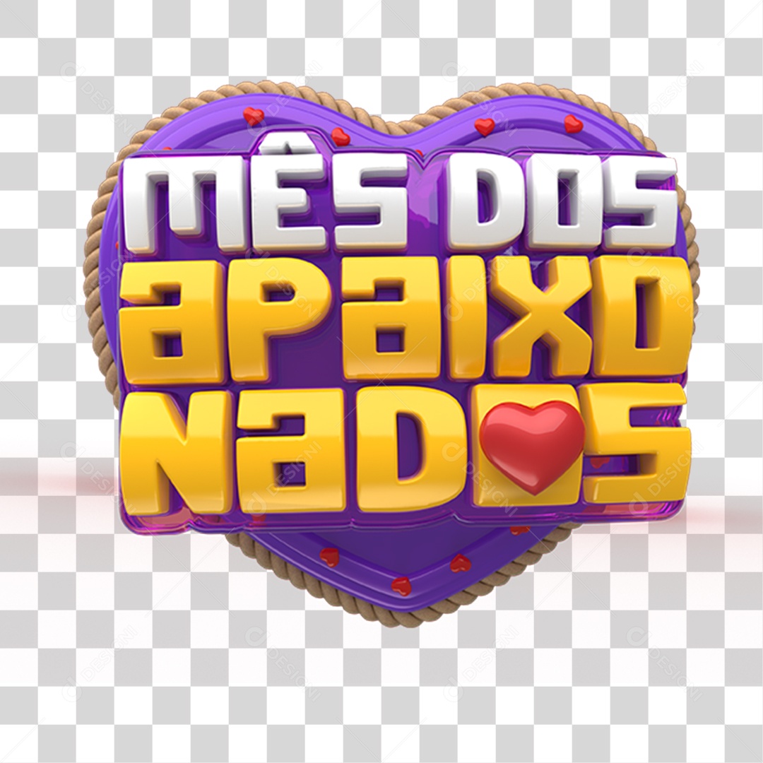 Selo 3D Mês dos Apaixonados PNG Transparente