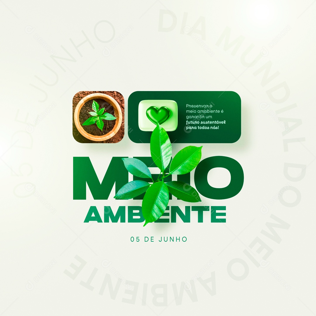 Dia Mundial do Meio Ambiente 5 de Junho Futuro Sustentável para todos Nós  Social Media PSD Editável