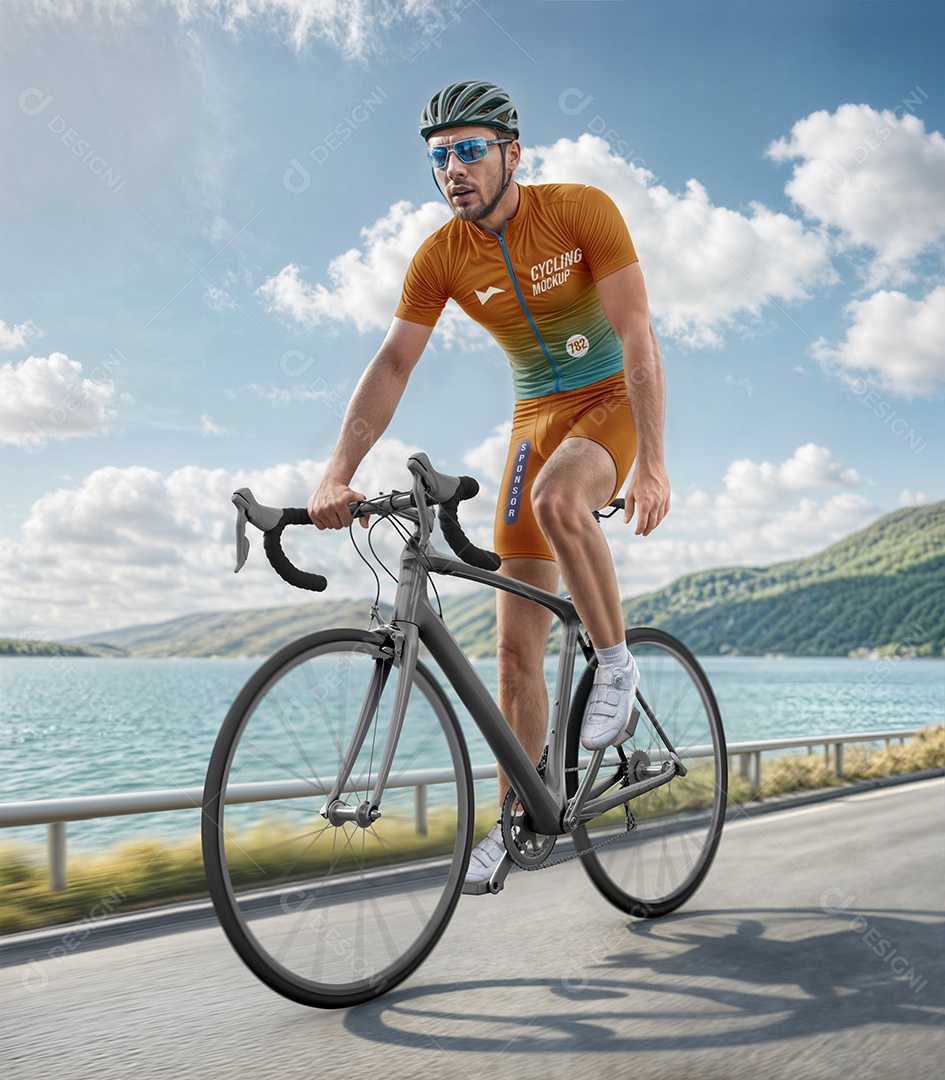 Ciclista PSD Editável Mockup