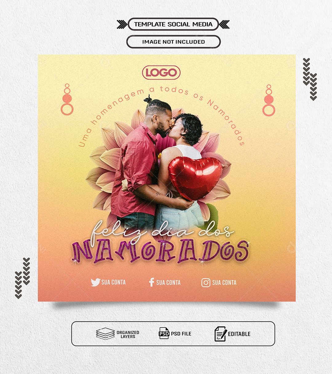 Dia dos Namorados 12 de Junho uma Homenagem a todos Social Media PSD Editável