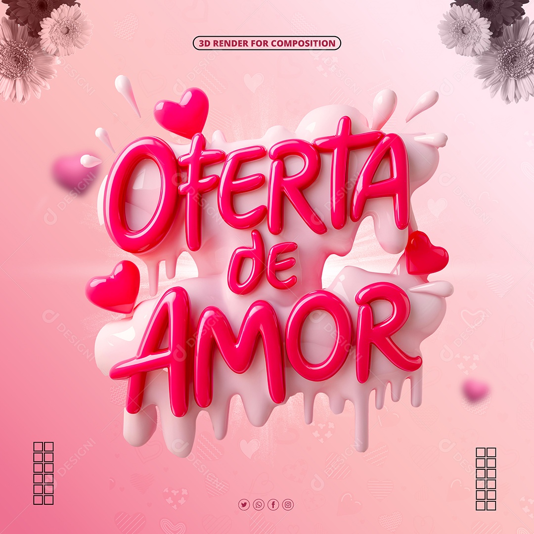 Oferta de Amor Selo 3D para Composição PSD