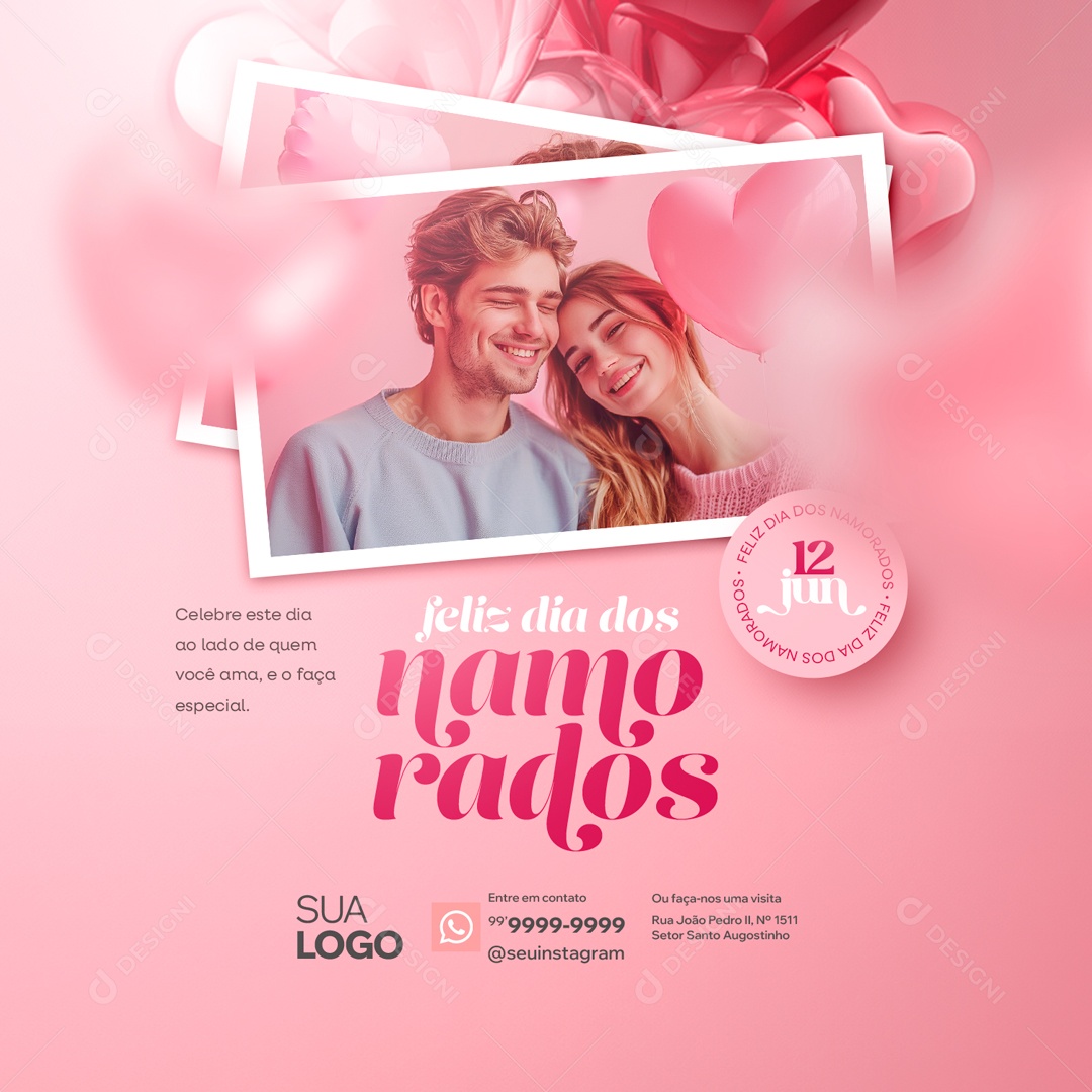 Feliz Dia dos Namorados 12 de Junho Social Media PSD Editável