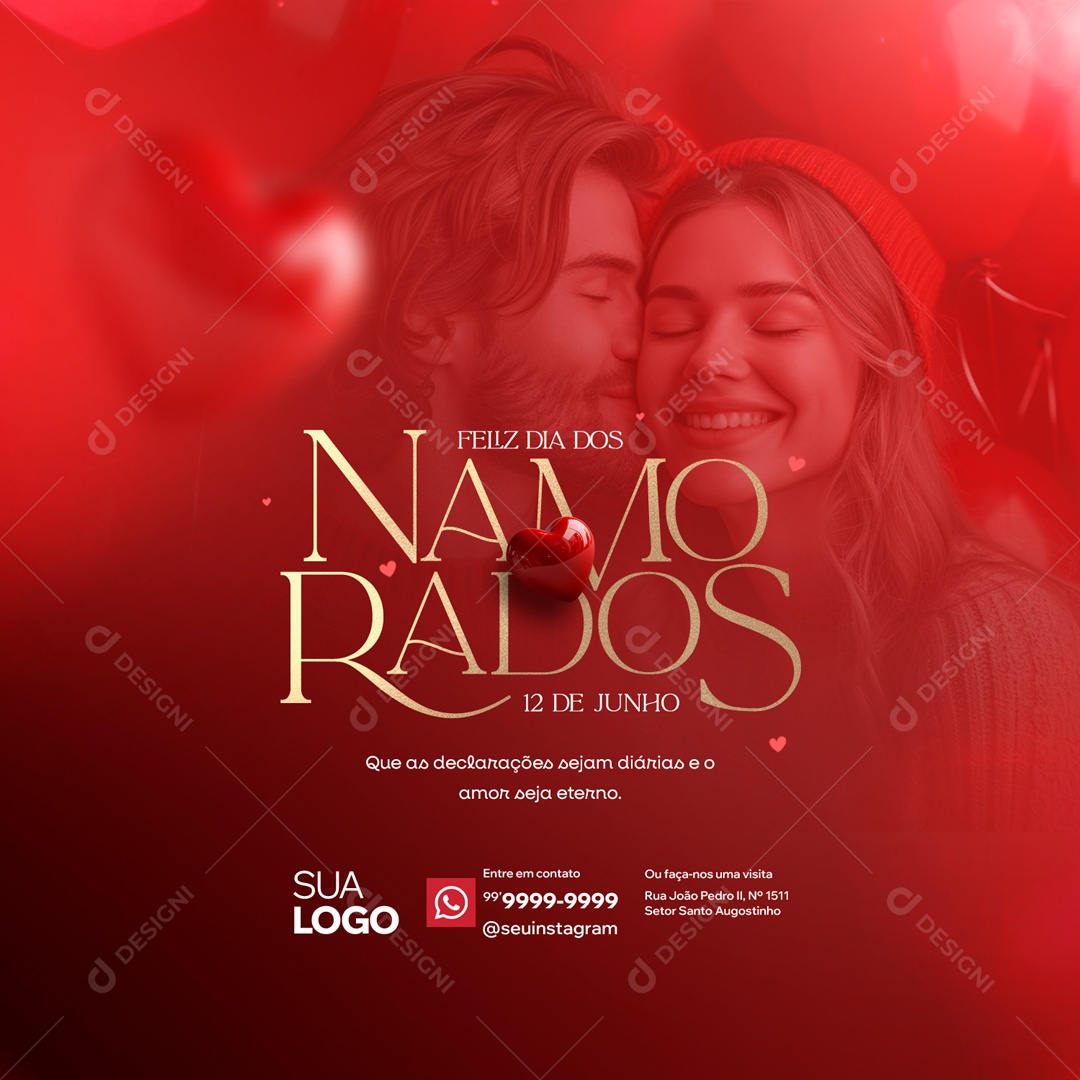 Feliz Dia dos Namorados 12 de Junho que as Declarações Sejam Diárias Social Media PSD Editável