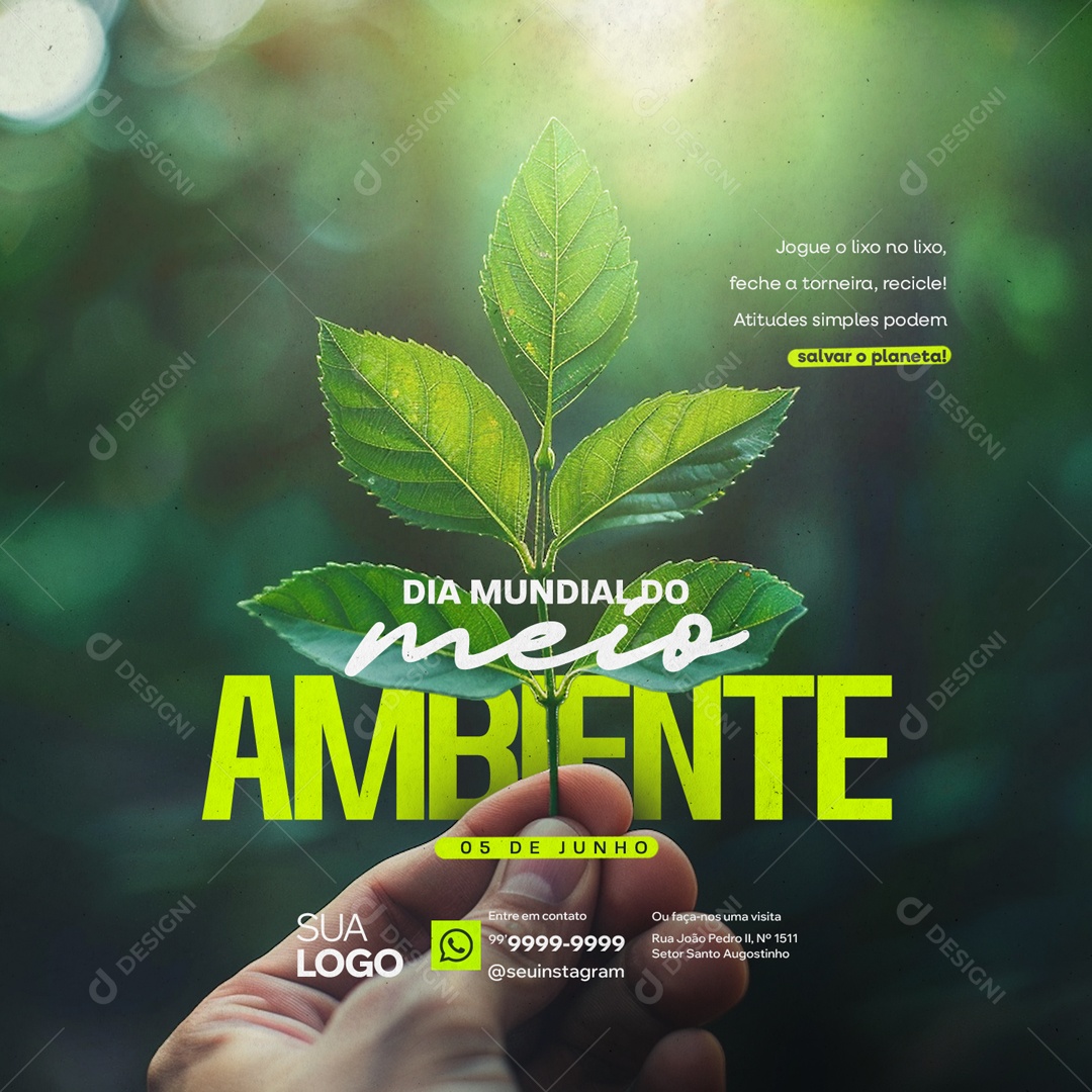 Dia Mundial do Meio Ambiente 5 de Junho Atitudes Simples Podem Salvar Social Media PSD Editável