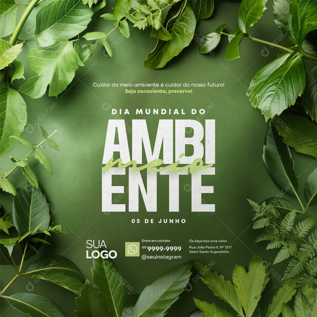 Dia Mundial do Meio Ambiente 5 de Junho Seja Consciente Preserve Social Media PSD Editável