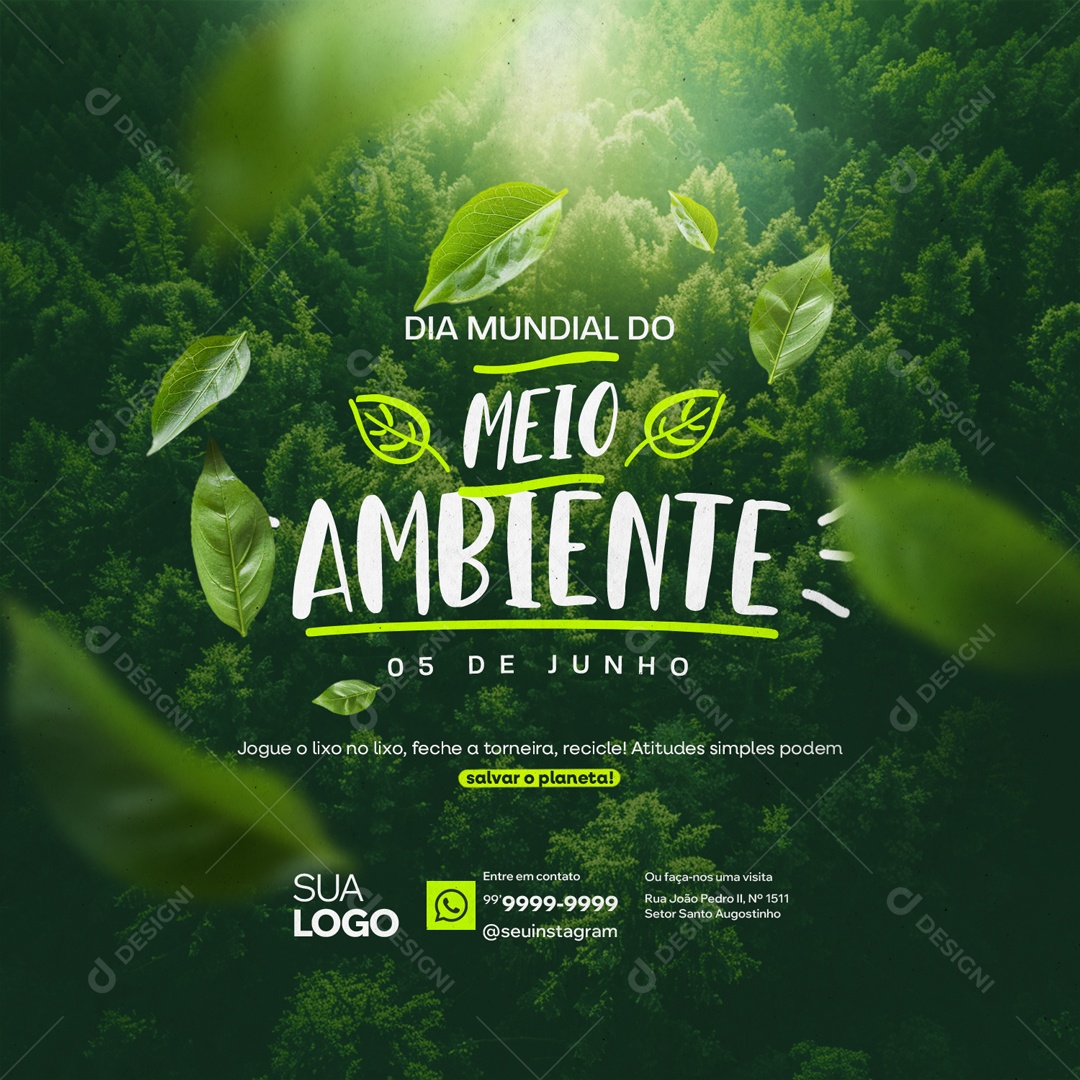 Dia Mundial do Meio Ambiente 5 de Junho Atitudes Simples Podem Salvar o Planeta Social Media PSD Editável