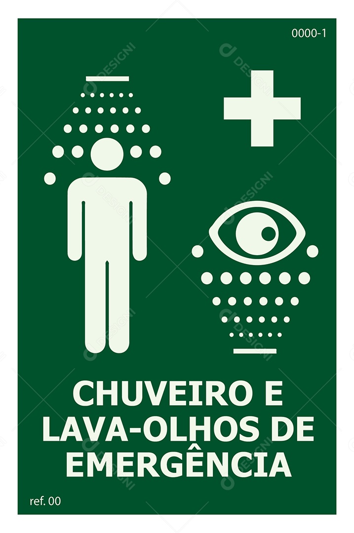 Placa de Emergência Chaveiro e Lava Olhos Vetor EPS + AI