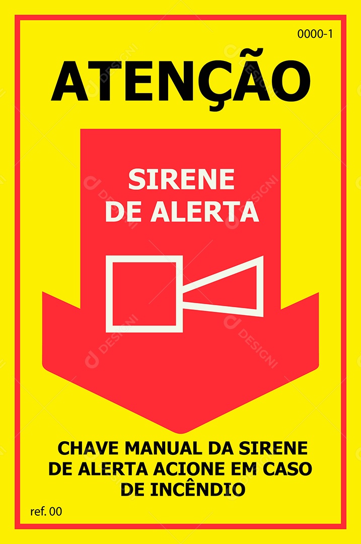 Placa de Atenção Sirene de Alerta Vetor EPS + AI