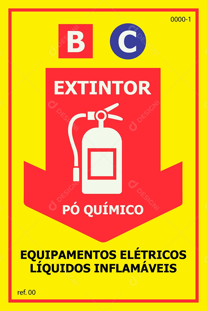 Placa de Extintor de Pó Químico Vetor EPS + AI