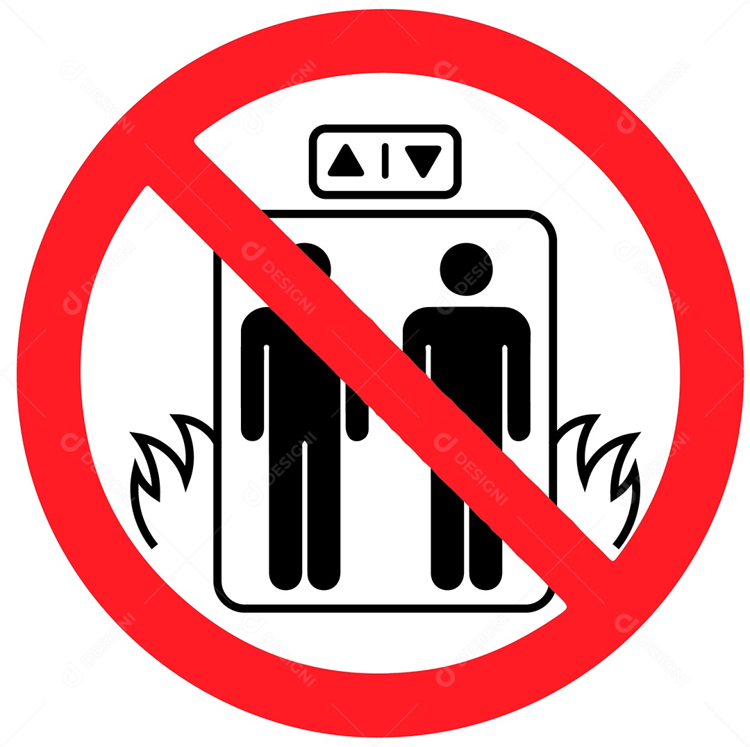 Placa de Proibido usar este Elevador em caso de incêndio EPS + AI