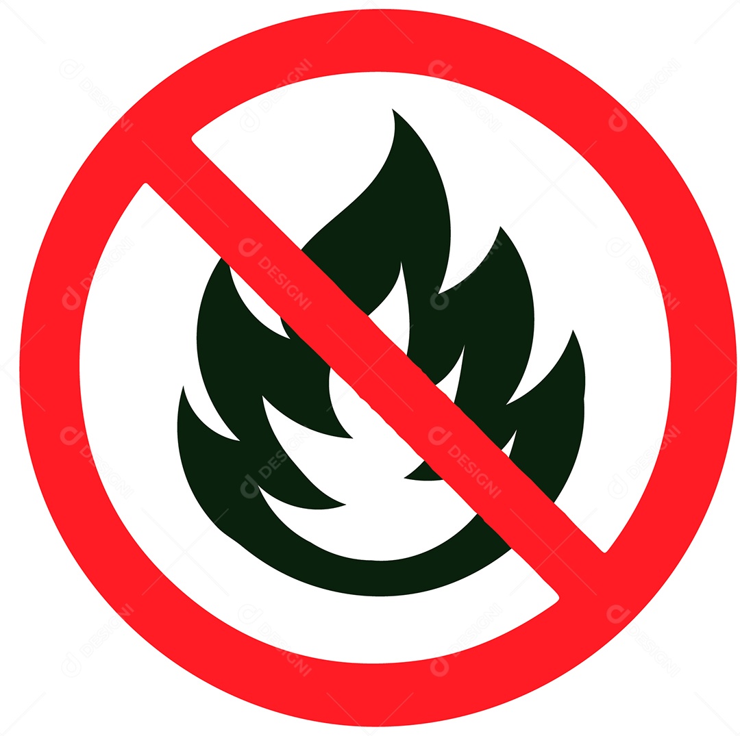Placa de Incêndio Proibido Fogo Vetor EPS + AI