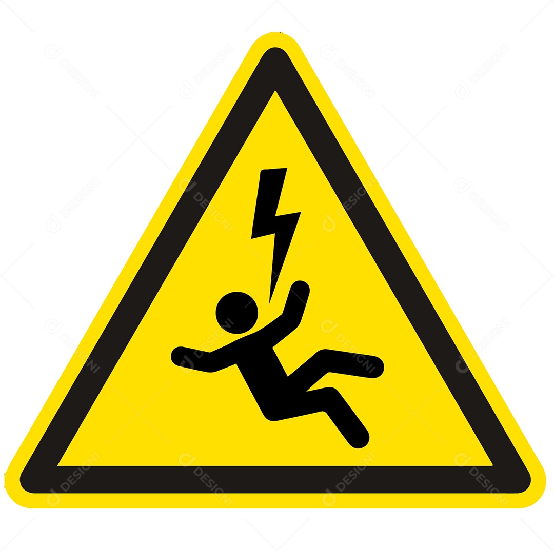 Placa de Atenção Perigo Choque Elétrico Vetor EPS + AI